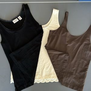 Chico’s set of 3 layering tanks in size 1, black, brown, cream color